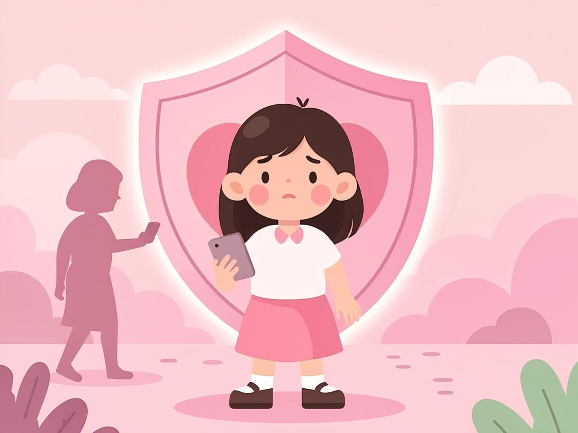 Bé gái mạnh mẽ sau chiếc khiên hồng bảo vệ, người lạ tối tăm đứng ngoài xa