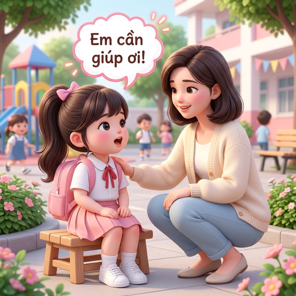 Linh kể ngay với cô giáo người lớn tin cậy